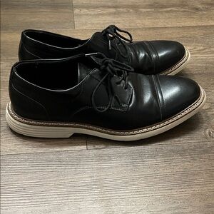 Alfani Black Leather Oxfords with White Soles